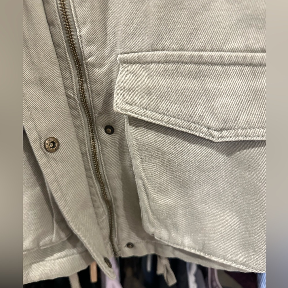 ASHLEY VINTAGE CHARM DENIM JACKET COLOR: TAUPE - Picture 7 of 7
